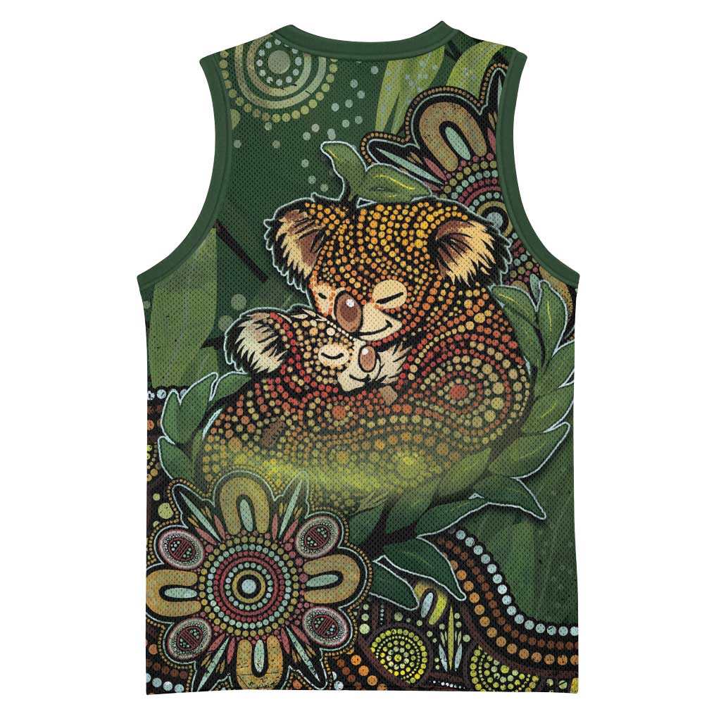 Personalised Koala Mum Australia Mother's Day Basketball Jersey Aboriginal Dot Art Floral Joey Hug