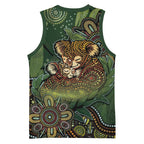 Personalised Koala Mum Australia Mother's Day Basketball Jersey Aboriginal Dot Art Floral Joey Hug