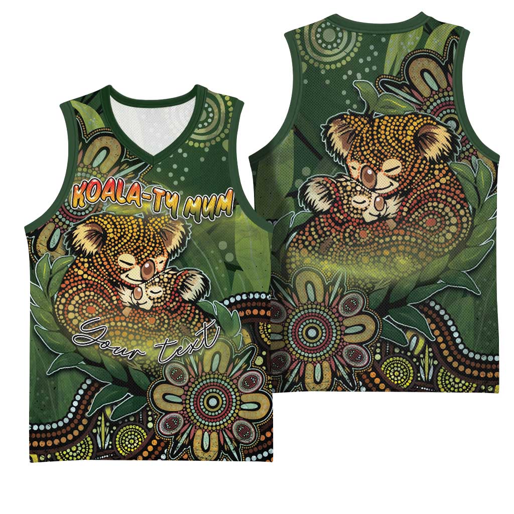 Personalised Koala Mum Australia Mother's Day Basketball Jersey Aboriginal Dot Art Floral Joey Hug
