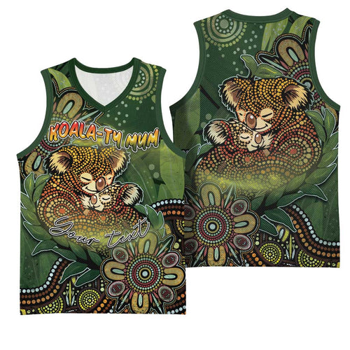 Personalised Koala Mum Australia Mother's Day Basketball Jersey Aboriginal Dot Art Floral Joey Hug