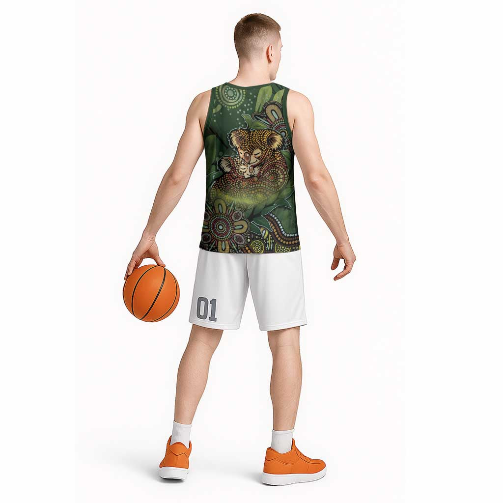 Personalised Koala Mum Australia Mother's Day Basketball Jersey Aboriginal Dot Art Floral Joey Hug