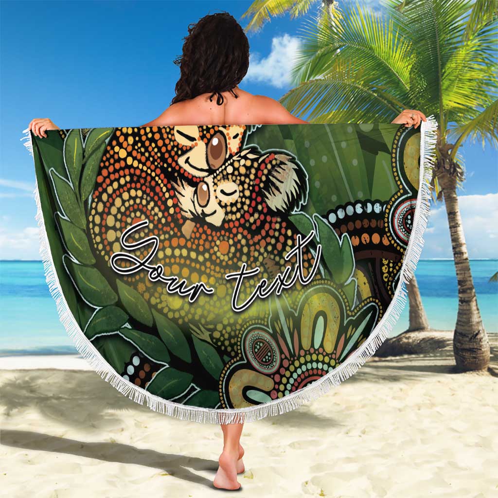 Personalised Koala Mum Australia Mother's Day Beach Blanket Aboriginal Dot Art Floral Joey Hug