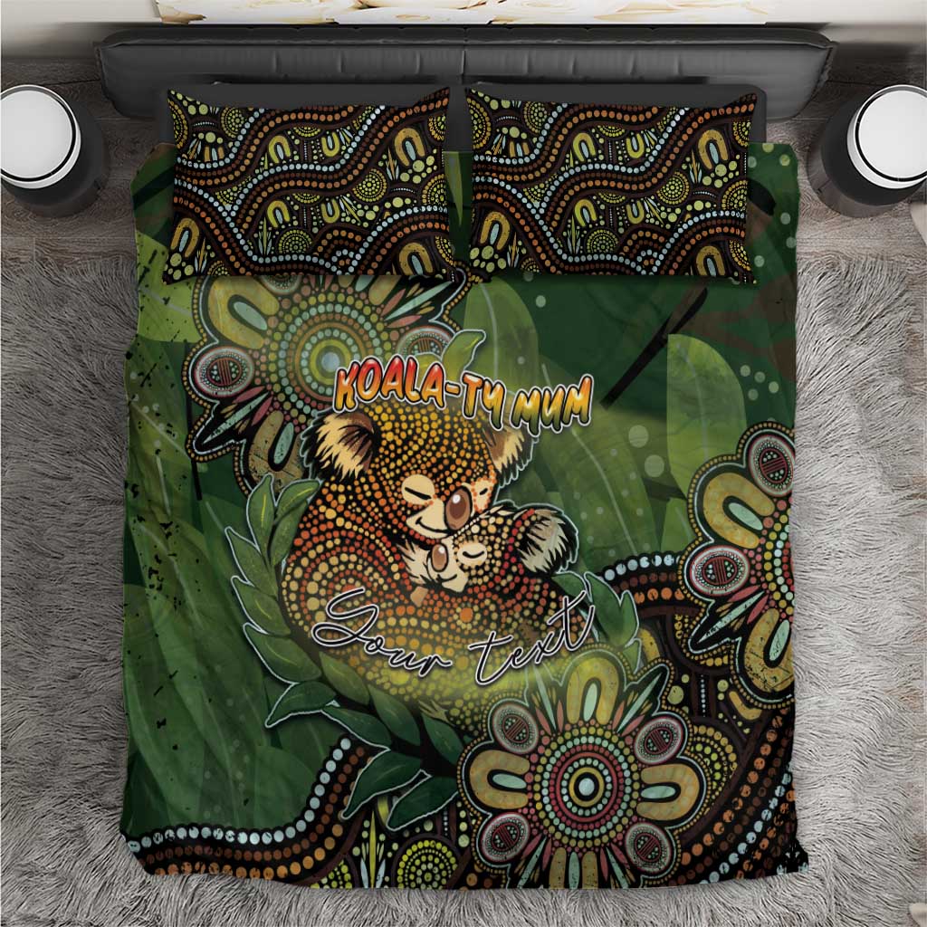Personalised Koala Mum Australia Mother's Day Bedding Set Aboriginal Dot Art Floral Joey Hug