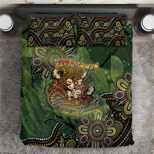 Personalised Koala Mum Australia Mother's Day Bedding Set Aboriginal Dot Art Floral Joey Hug