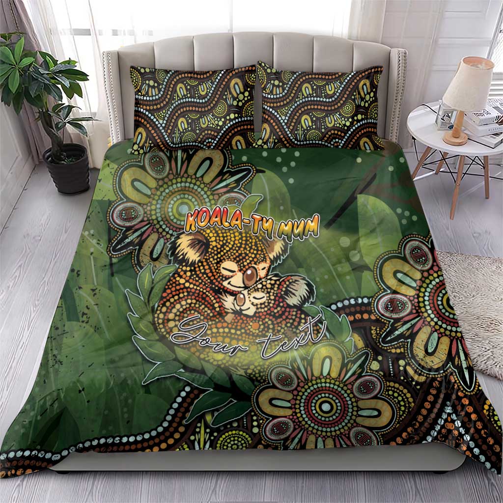 Personalised Koala Mum Australia Mother's Day Bedding Set Aboriginal Dot Art Floral Joey Hug