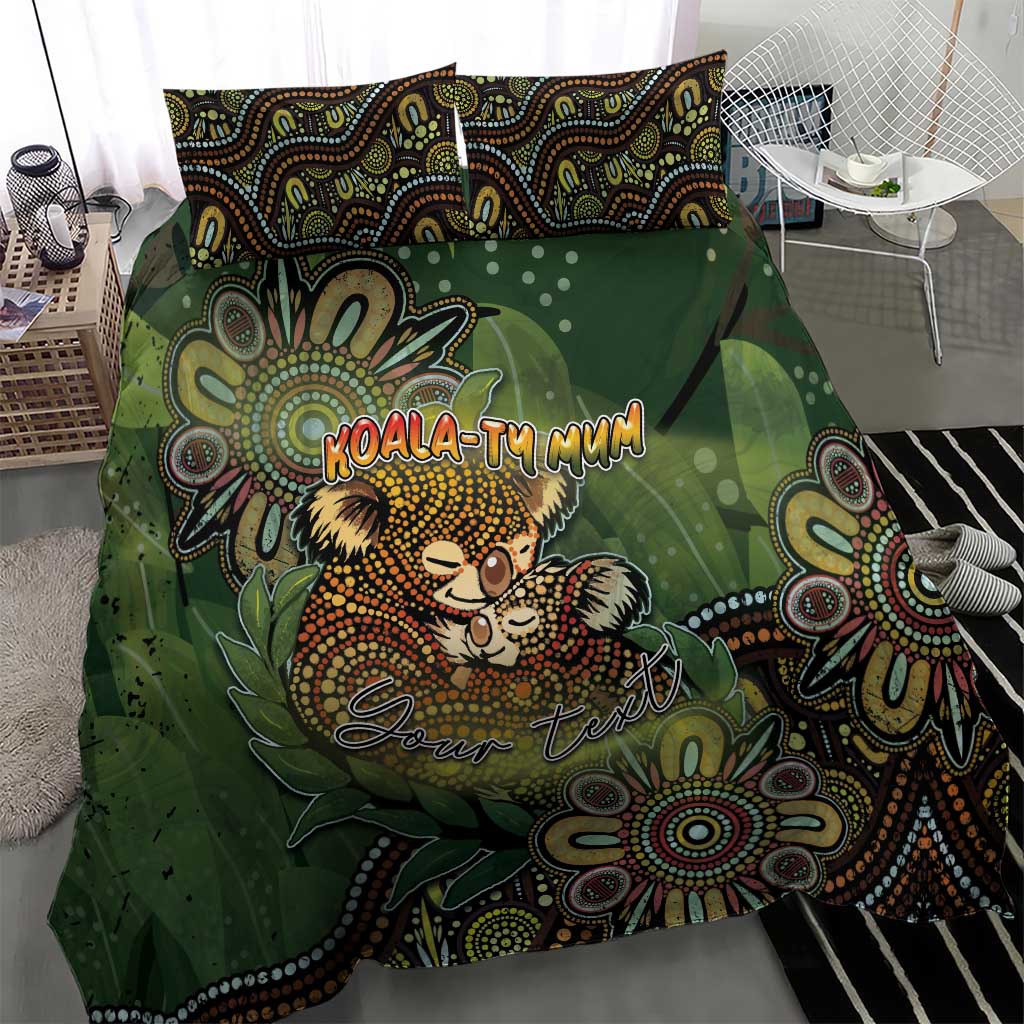 Personalised Koala Mum Australia Mother's Day Bedding Set Aboriginal Dot Art Floral Joey Hug
