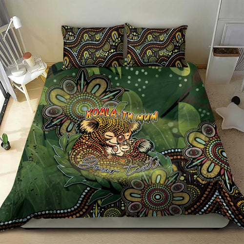 Personalised Koala Mum Australia Mother's Day Bedding Set Aboriginal Dot Art Floral Joey Hug