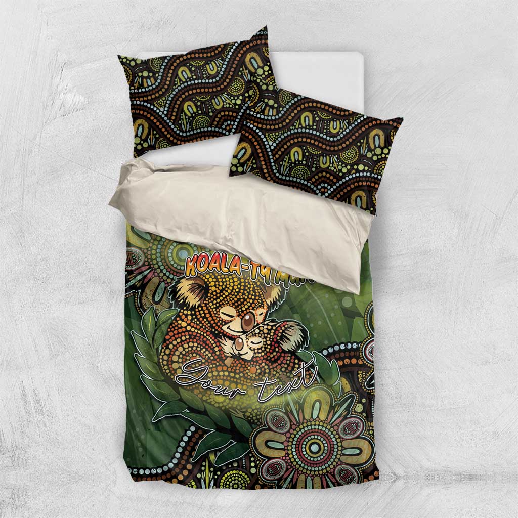 Personalised Koala Mum Australia Mother's Day Bedding Set Aboriginal Dot Art Floral Joey Hug