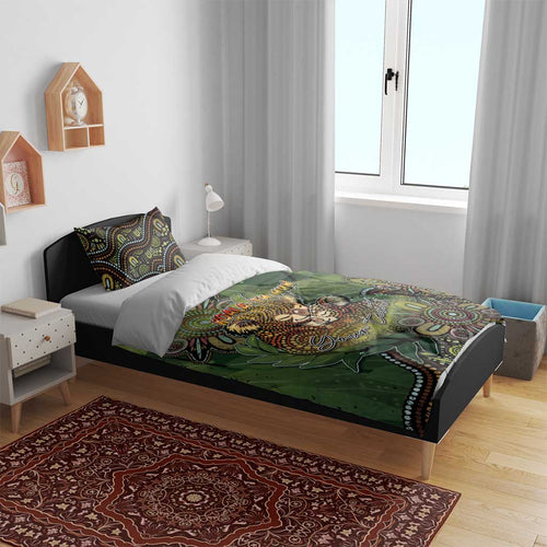 Personalised Koala Mum Australia Mother's Day Bedding Set Aboriginal Dot Art Floral Joey Hug