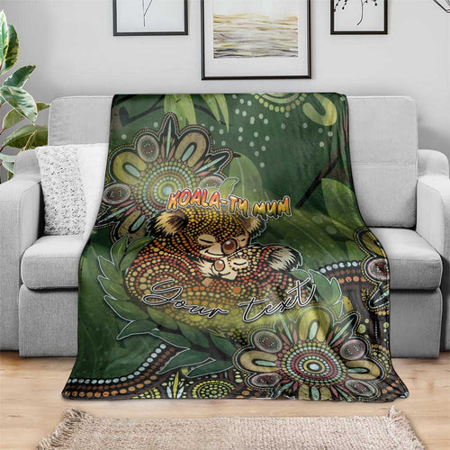Personalised Koala Mum Australia Mother's Day Blanket Aboriginal Dot Art Floral Joey Hug