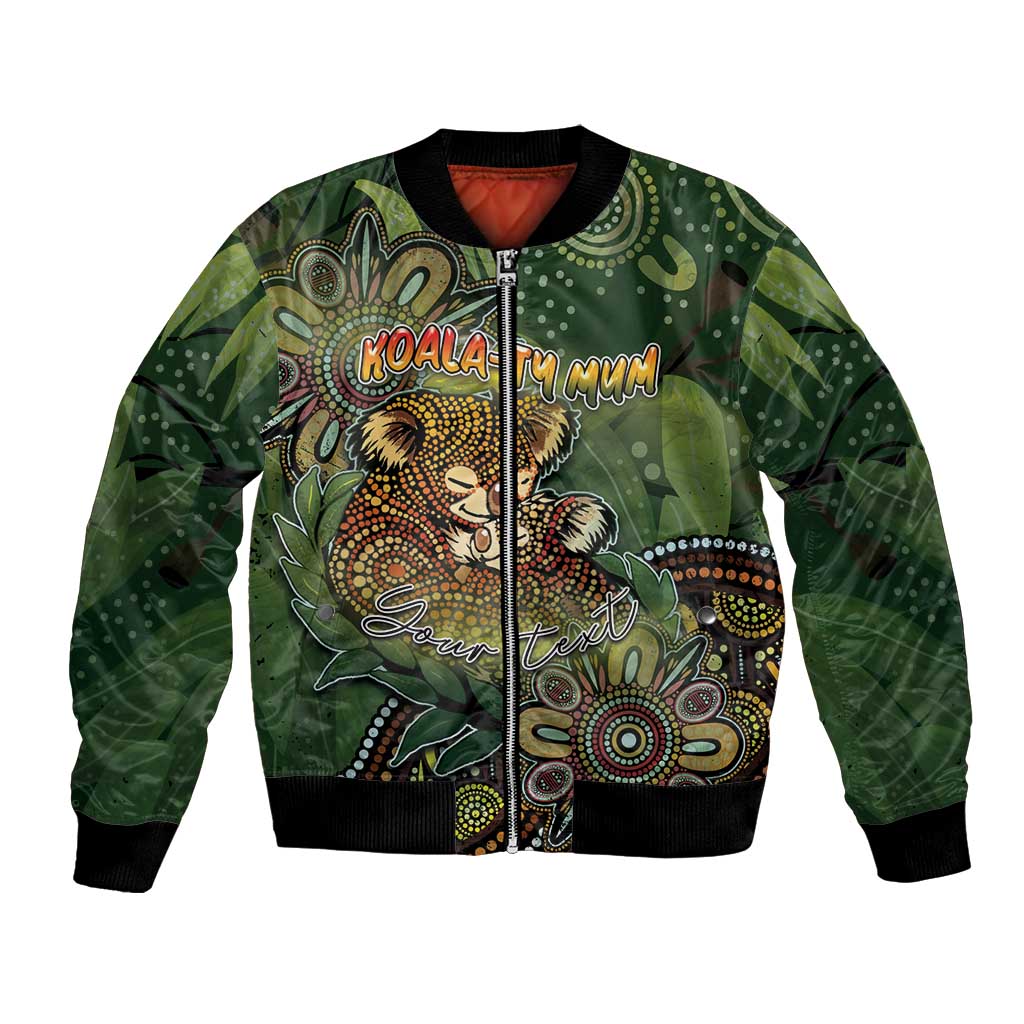 Personalised Koala Mum Australia Mother's Day Bomber Jacket Aboriginal Dot Art Floral Joey Hug