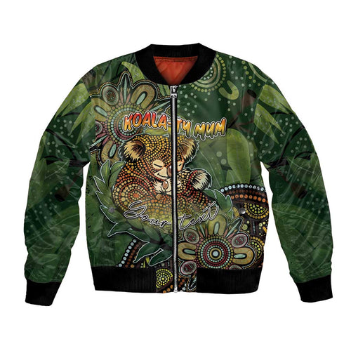 Personalised Koala Mum Australia Mother's Day Bomber Jacket Aboriginal Dot Art Floral Joey Hug