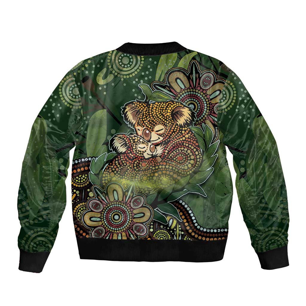 Personalised Koala Mum Australia Mother's Day Bomber Jacket Aboriginal Dot Art Floral Joey Hug