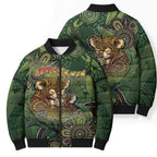 Personalised Koala Mum Australia Mother's Day Bomber Puffer Jacket Aboriginal Dot Art Floral Joey Hug