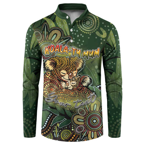 Personalised Koala Mum Australia Mother's Day Button Sweatshirt Aboriginal Dot Art Floral Joey Hug