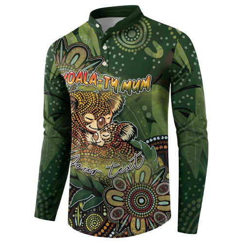Personalised Koala Mum Australia Mother's Day Button Sweatshirt Aboriginal Dot Art Floral Joey Hug