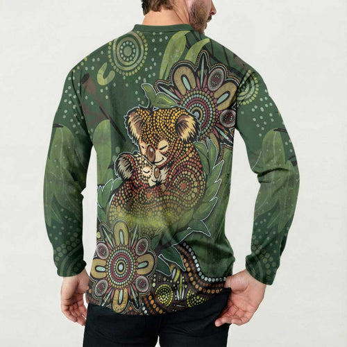 Personalised Koala Mum Australia Mother's Day Button Sweatshirt Aboriginal Dot Art Floral Joey Hug