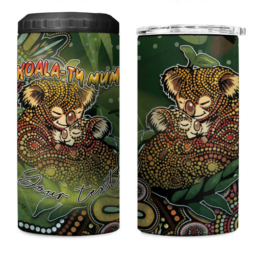 Personalised Koala Mum Australia Mother's Day 4 in 1 Can Cooler Tumbler Aboriginal Dot Art Floral Joey Hug