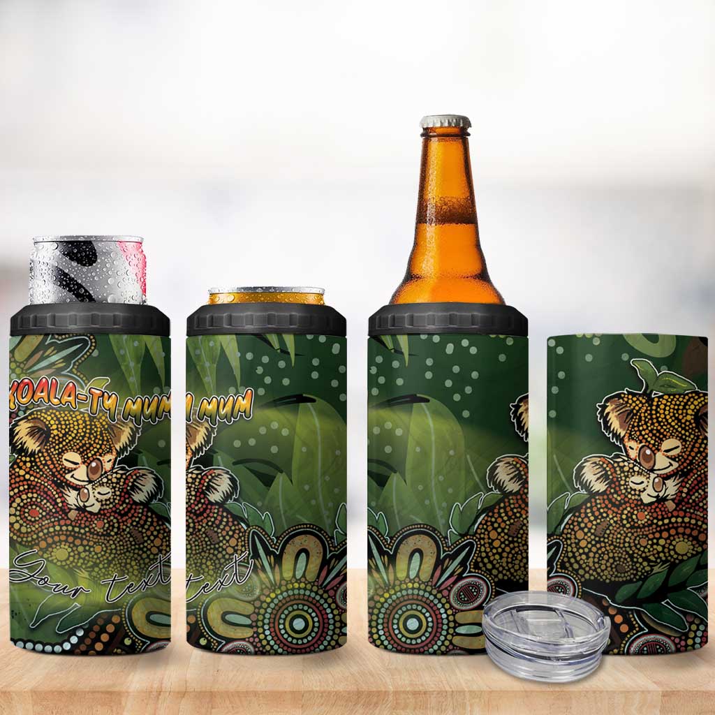 Personalised Koala Mum Australia Mother's Day 4 in 1 Can Cooler Tumbler Aboriginal Dot Art Floral Joey Hug