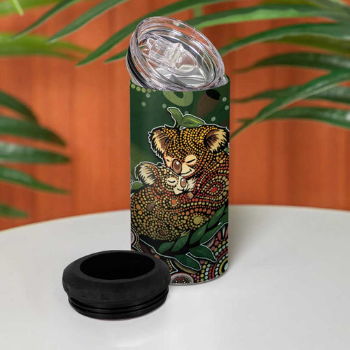 Personalised Koala Mum Australia Mother's Day 4 in 1 Can Cooler Tumbler Aboriginal Dot Art Floral Joey Hug
