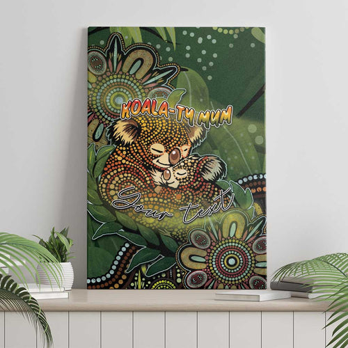 Personalised Koala Mum Australia Mother's Day Canvas Wall Art Aboriginal Dot Art Floral Joey Hug