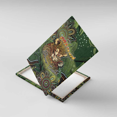 Personalised Koala Mum Australia Mother's Day Canvas Wall Art Aboriginal Dot Art Floral Joey Hug