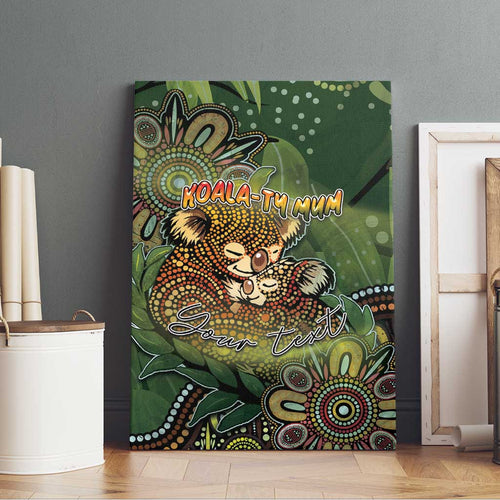 Personalised Koala Mum Australia Mother's Day Canvas Wall Art Aboriginal Dot Art Floral Joey Hug