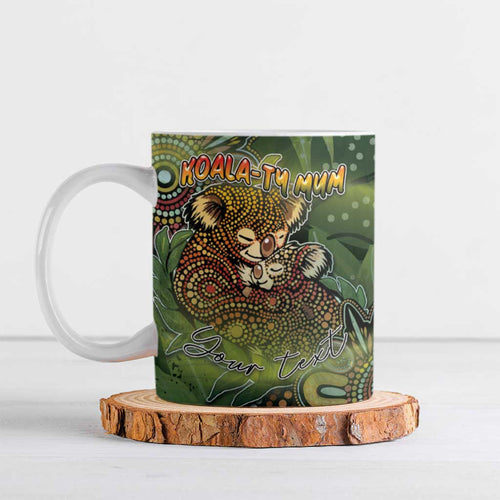 Personalised Koala Mum Australia Mother's Day Ceramic Mug Aboriginal Dot Art Floral Joey Hug