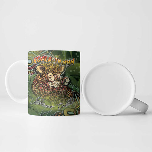 Personalised Koala Mum Australia Mother's Day Ceramic Mug Aboriginal Dot Art Floral Joey Hug