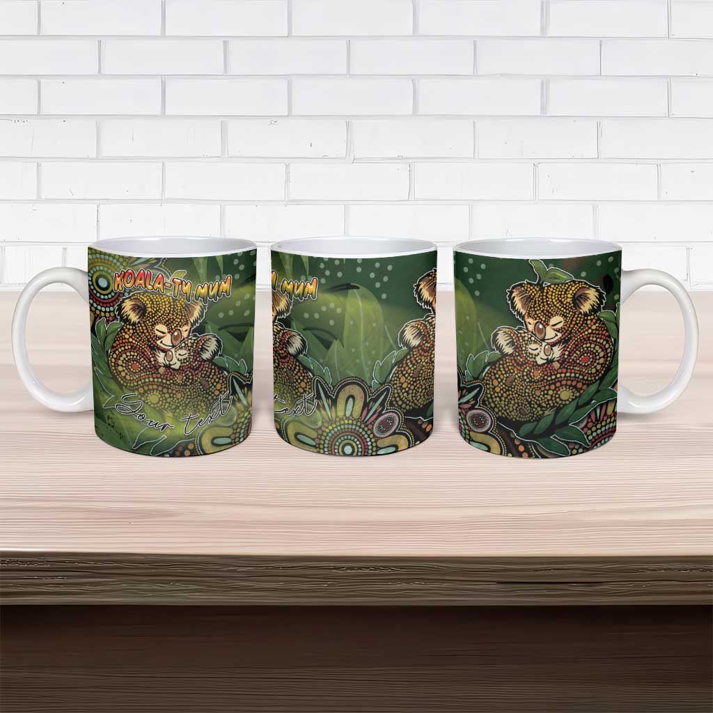 Personalised Koala Mum Australia Mother's Day Ceramic Mug Aboriginal Dot Art Floral Joey Hug