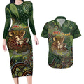 Personalised Koala Mum Australia Mother's Day Couples Matching Long Sleeve Bodycon Dress and Hawaiian Shirt Aboriginal Dot Art Floral Joey Hug