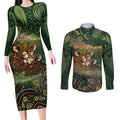 Personalised Koala Mum Australia Mother's Day Couples Matching Long Sleeve Bodycon Dress and Long Sleeve Button Shirt Aboriginal Dot Art Floral Joey Hug