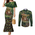 Personalised Koala Mum Australia Mother's Day Couples Matching Mermaid Dress and Long Sleeve Button Shirt Aboriginal Dot Art Floral Joey Hug