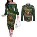 Personalised Koala Mum Australia Mother's Day Couples Matching Off The Shoulder Long Sleeve Dress and Long Sleeve Button Shirt Aboriginal Dot Art Floral Joey Hug