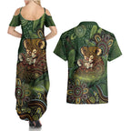 Personalised Koala Mum Australia Mother's Day Couples Matching Summer Maxi Dress and Hawaiian Shirt Aboriginal Dot Art Floral Joey Hug