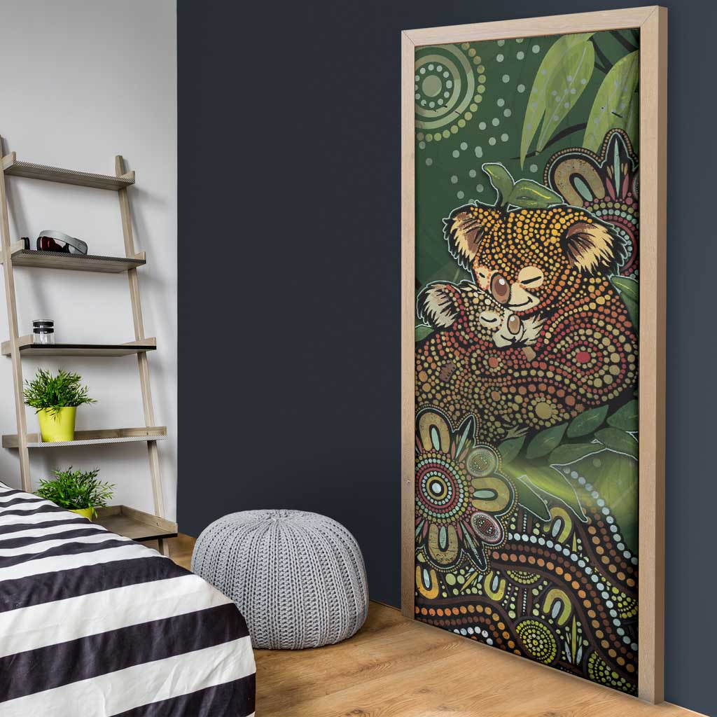 Koala Mum Australia Mother's Day Door Cover Aboriginal Dot Art Floral Joey Hug