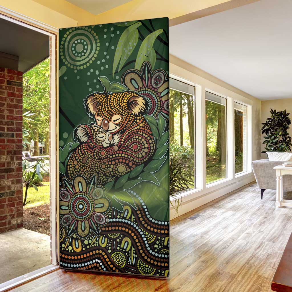 Koala Mum Australia Mother's Day Door Cover Aboriginal Dot Art Floral Joey Hug