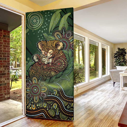 Koala Mum Australia Mother's Day Door Cover Aboriginal Dot Art Floral Joey Hug