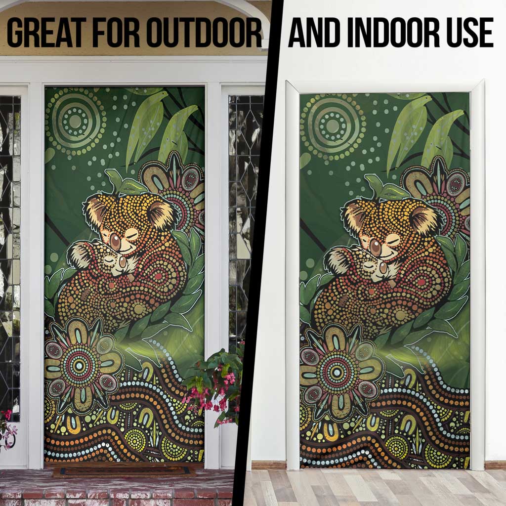 Koala Mum Australia Mother's Day Door Cover Aboriginal Dot Art Floral Joey Hug