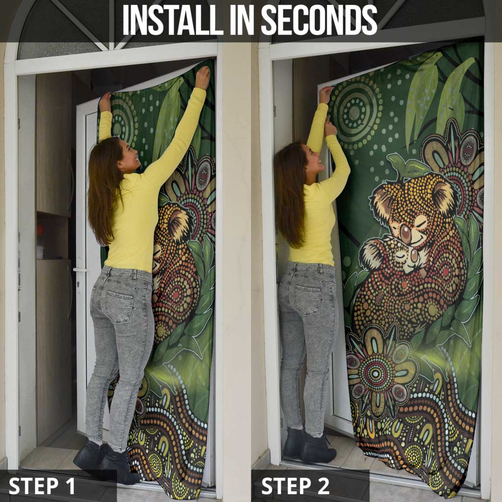 Koala Mum Australia Mother's Day Door Cover Aboriginal Dot Art Floral Joey Hug