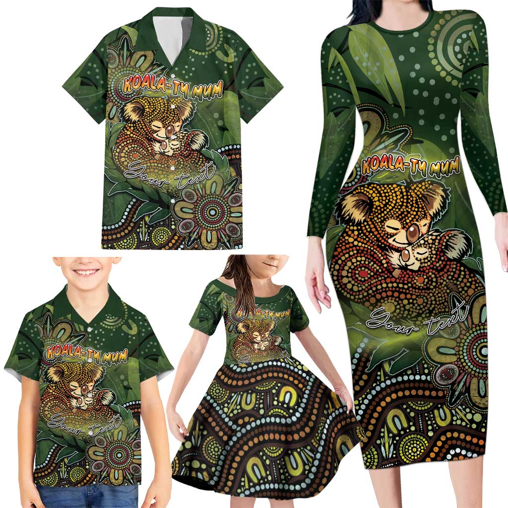Personalised Koala Mum Australia Mother's Day Family Matching Long Sleeve Bodycon Dress and Hawaiian Shirt Aboriginal Dot Art Floral Joey Hug