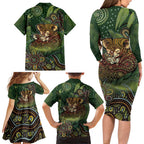Personalised Koala Mum Australia Mother's Day Family Matching Long Sleeve Bodycon Dress and Hawaiian Shirt Aboriginal Dot Art Floral Joey Hug