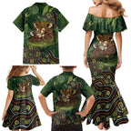 Personalised Koala Mum Australia Mother's Day Family Matching Mermaid Dress and Hawaiian Shirt Aboriginal Dot Art Floral Joey Hug