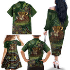 Personalised Koala Mum Australia Mother's Day Family Matching Off The Shoulder Long Sleeve Dress and Hawaiian Shirt Aboriginal Dot Art Floral Joey Hug