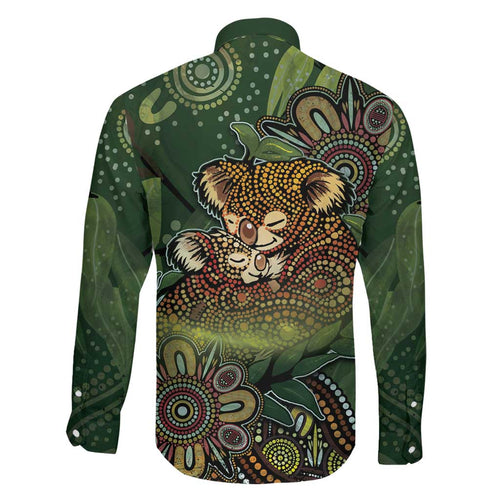 Personalised Koala Mum Australia Mother's Day Family Matching Off The Shoulder Long Sleeve Dress and Hawaiian Shirt Aboriginal Dot Art Floral Joey Hug