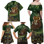 Personalised Koala Mum Australia Mother's Day Family Matching Off Shoulder Maxi Dress and Hawaiian Shirt Aboriginal Dot Art Floral Joey Hug