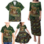 Personalised Koala Mum Australia Mother's Day Family Matching Puletasi and Hawaiian Shirt Aboriginal Dot Art Floral Joey Hug
