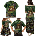 Personalised Koala Mum Australia Mother's Day Family Matching Puletasi and Hawaiian Shirt Aboriginal Dot Art Floral Joey Hug