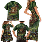 Personalised Koala Mum Australia Mother's Day Family Matching Short Sleeve Bodycon Dress and Hawaiian Shirt Aboriginal Dot Art Floral Joey Hug