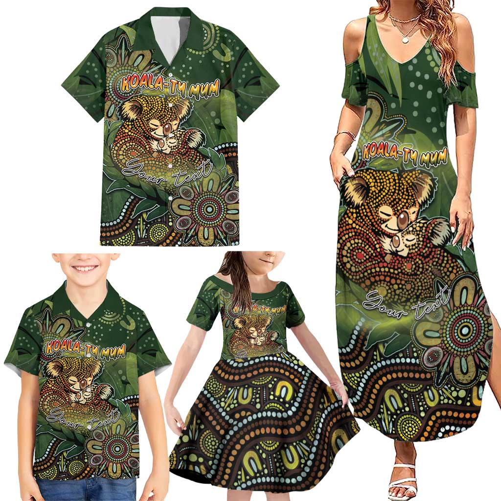 Personalised Koala Mum Australia Mother's Day Family Matching Summer Maxi Dress and Hawaiian Shirt Aboriginal Dot Art Floral Joey Hug